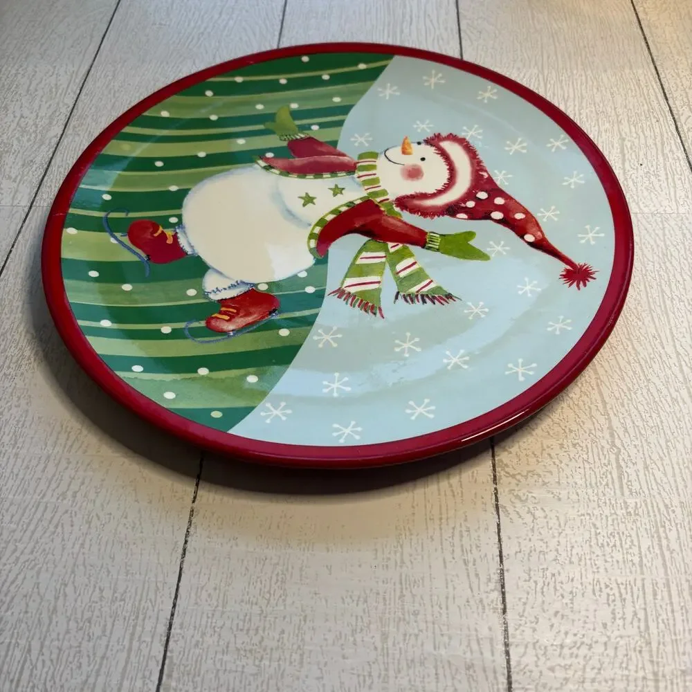Ganz Skating Snowman Christmas Serving Platter 12